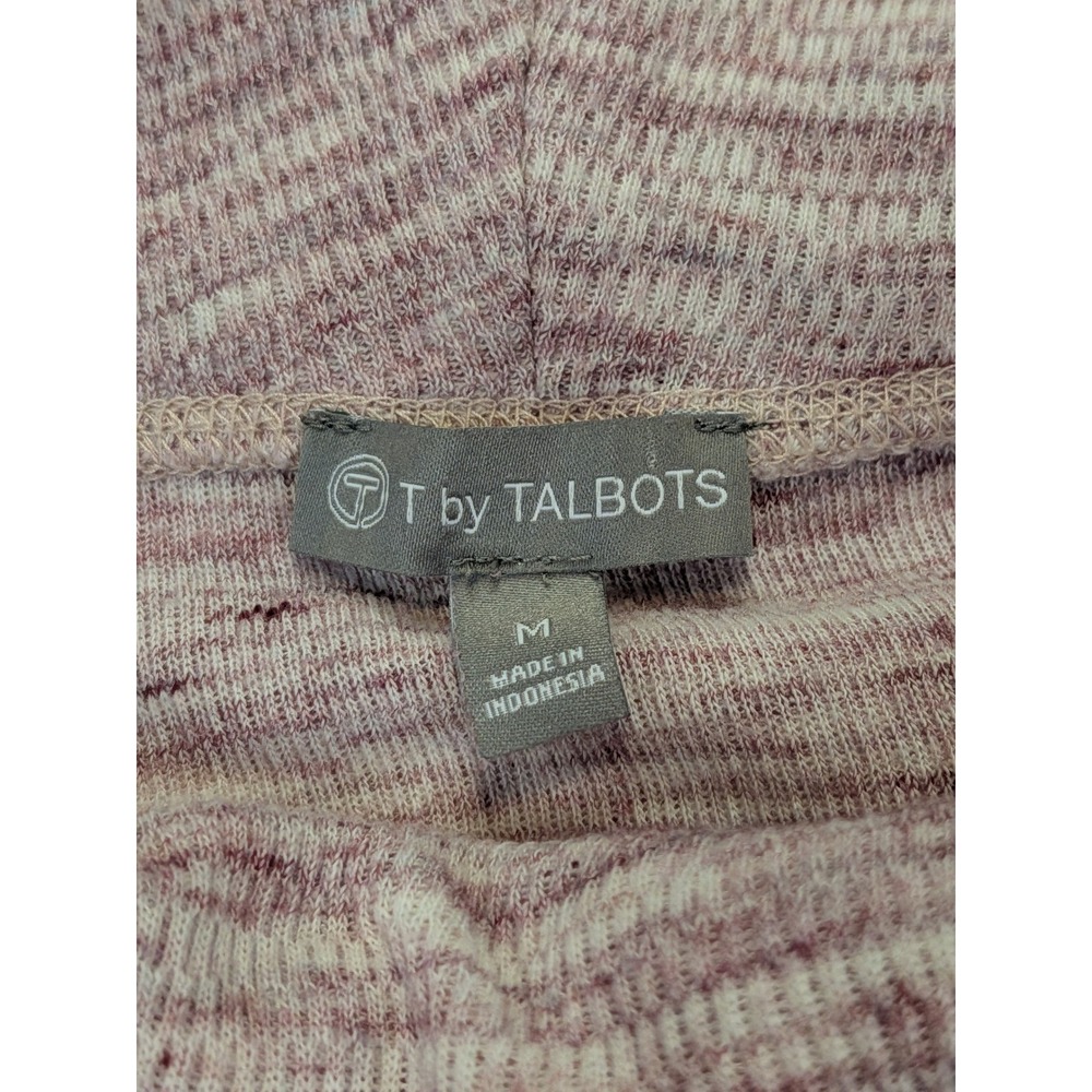 T by Talbots Womens Medium Pink Space Dye Cowl Neck Cotton Tunic Sweater Pocket - Picture 5 of 7